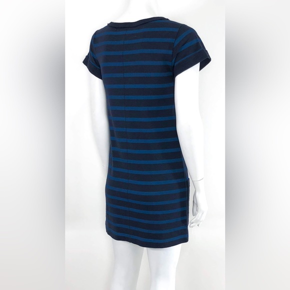 Rag & Bone Knit Mini Dress Pockets Navy & Blue Stripe - Picture 4 of 12
